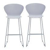 Set of Two 30" Gray Heavy Duty Plastic And Metal Low Back Bar Height Bar Chairs
